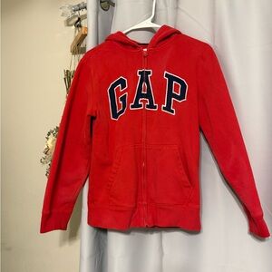 GAP Kids Bright Red Fleece Jacket with Navy Trim
